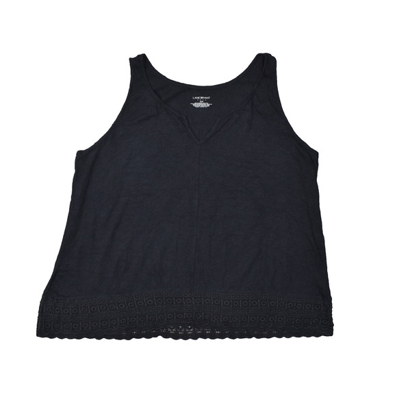 Lane Bryant Women's Plus Size 22/24 Blouse Top Sleeveless Black Solid Cotton V-N - Picture 1 of 8